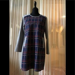 Joy Joy knit dress gray and plaid